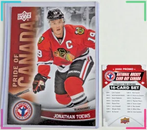🔥JUMBO 5" X 7" JONATHAN TOEWS #OS3 2012 Upper Deck National Hockey Card Day CAN