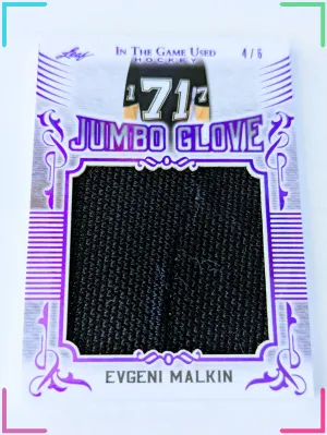/6 Evgeni Malkin Jumbo Glove Patch Relic 2020-21 Leaf ITG In The Game Used #JM-1