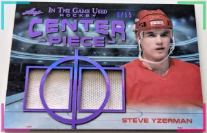 🔥/15 Steve Yzerman DUAL JERSEY 2020-21 Leaf ITG In The Game Used Center Piece