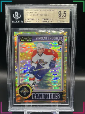 2014-15 OPC Platinum Vincent Trocheck Seismic Gold Rookie 16/50 BGS 9.5 Jersey #