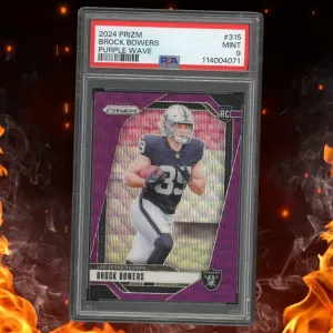 2024 Panini Prizm Brock Bowers Purple Wave /99 Rookie #315 PSA 9
