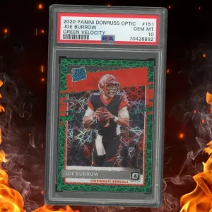 2020 Panini Donruss Optic Joe Burrow Rated Rookie Green Velocity #151 PSA 10