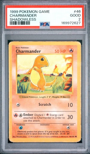 1999 Pokemon Game Charmander Shadowless PSA 2