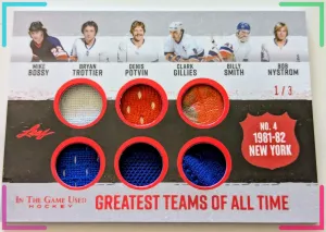 #/3 BOSSY POTVIN TROTTIER 6 Relics 2022-23 Leaf In The Game Used Greatest Teams