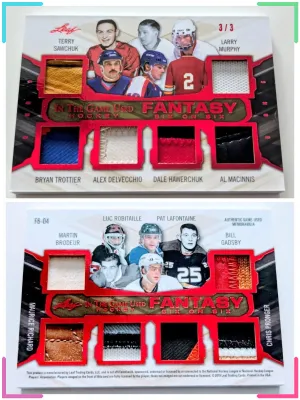 #/3 SAWCHUK RICHARD BRODEUR LUC 12 RELICS 2019-20 LEAF IN THE GAME USED RED ITG