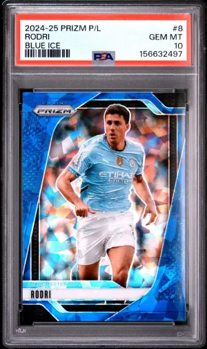 2024-25 Panini Prizm Premier League Rodri Blue Ice PSA 10 #8