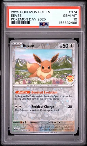 2025 Pokemon Pre En-Prismatic Evolutions Eevee Pokemon Day 2025 PSA 10 #074