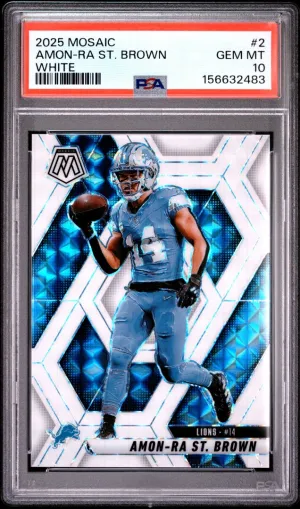 2025 Panini Mosaic Amon-Ra St. Brown White PSA 10 POP1 Color Match