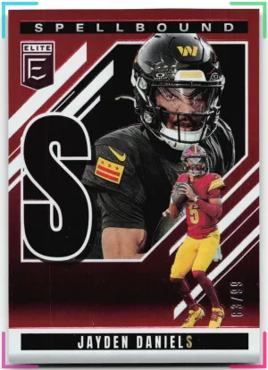Jayden Daniels 2025 Donruss Elite Spellbound Red #/99 Commanders