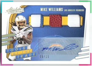 Mike Williams 2020 Panini Absolute Tools of the Trade Material Triple Autos #/15