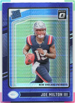 Joe Milton III RC 2024 Donruss Optic Blue Hyper Patriots