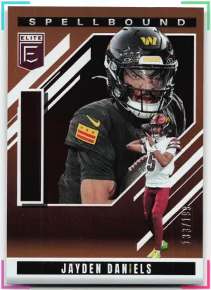 Jayden Daniels 2025 Donruss Elite Spellbound Orange #/199 Commanders