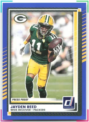 Jayden Reed 2025 Donruss Press Proofs Blue Packers