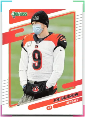 Joe Burrow No Helmet 2021 Donruss Bengals Covid SP