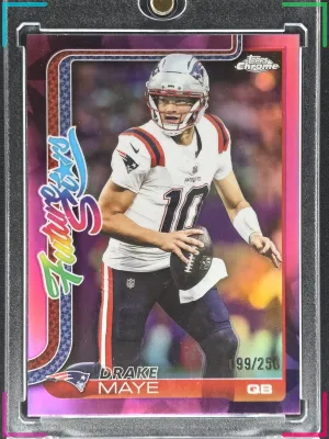 Drake Maye 2025 Topps Chrome Future Stars Pink Refractor #/250 Patriots