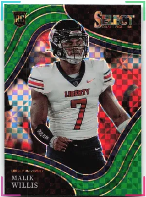 Malik Willis 2022 Panini Select Draft Picks Green Squares Prizm Flames