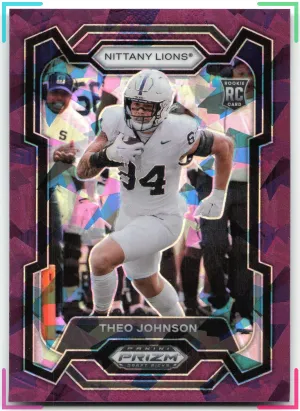 Theo Johnson 2024 Panini Prizm Draft Picks Purple Ice #/149 Nittany Lions