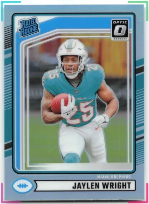 Jaylen Wright RC 2024 Donruss Optic Rated Rookies Preview Holo Dolphins