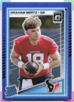 Graham Mertz RC 2025 Donruss Optic Blue Glitter Texans