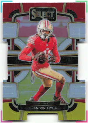 Brandon Aiyuk 2023 Panini Select Red and Yellow Prizm Die Cut 49ers