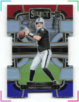 Aidan O'Connell RC 2023 Panini Select Red and Blue Prizm Die Cut Raiders