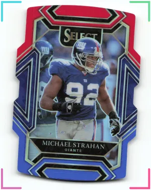 Michael Strahan 2021 Panini Select Red and Blue Prizm Die Cut Giants