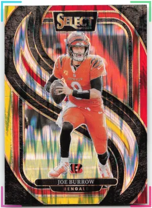 Joe Burrow 2024 Panini Select Red & Yellow Prizm Shock Bengals