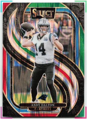 Andy Dalton 2024 Panini Select Green & Red Prizm Shock Panthers