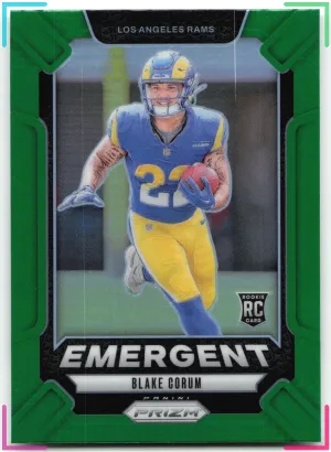 Blake Corum 2024 Panini Prizm Emergent Green Prizm Rams
