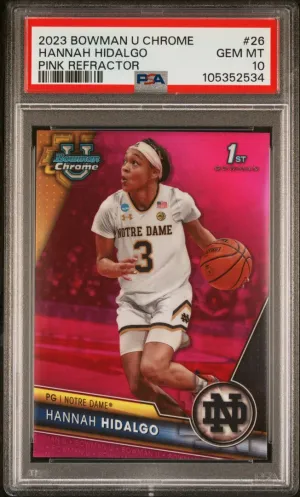 2023 Bowman University Chrome #26 Hannah Hidalgo Pink Refractor PSA 10