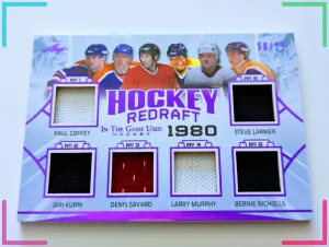 🔥#/15 COFFEY KURRI SAVARD MURPHY LARMER 6 RELIC 2020-21 LEAF IN THE GAME USED