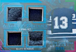 🔥#/35 MATS SUNDIN QUAD RELIC 2020-21 LEAF IN THE GAME USED A YEAR TO REMEMBER🔥