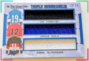 🔥#/20 IGINLA THORNTON ALFREDSSON 3 RELICS 2020-21 Leaf In the Game Used ITG🔥