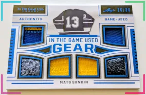 🔥#/30 MATS SUNDIN 6 RELICS 2020-21 LEAF IN THE GAME USED GEAR JERSEYS ITG🔥