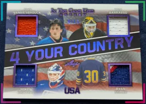 🔥#/15 RICHTER MILLER BIESER BARRASSO USA 4 RELICS 2020-21 LEAF IN THE GAME USED