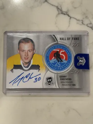 2018-19 Upper Deck The Cup Hockey Gerry Cheevers Hall of Fame Auto Patch #HOF-GC