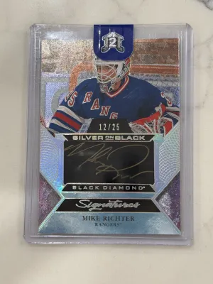 2020-21 UD Black Diamond Mike Richter Signatures Silver on Black /25 Auto