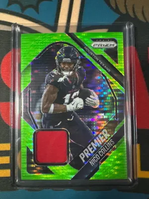 2025 Panini Prizm #PJY-NCS Nico Collins Premier Jerseys Neon Green Pulsar