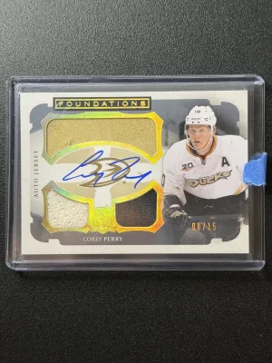 2013-14 Upper Deck The Cup Hockey Corey Perry Foundations /15 Jersey Auto