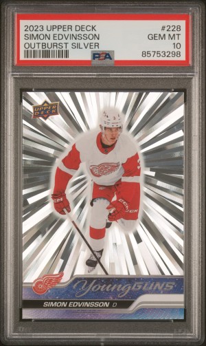 2023 Upper Deck Simon Edvinsson Outburst Silver Young Guns #228 PSA 10 RC