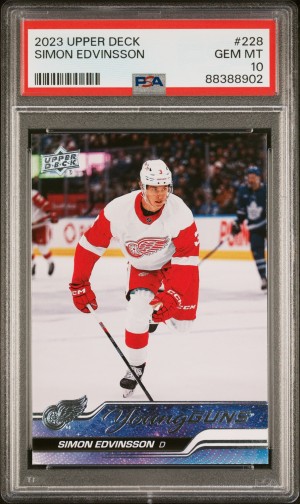 2023-24 Upper Deck Simon Edvinsson Young Guns RC #228 Red Wings Hockey