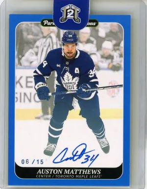 2023-24 Upper Deck Parkhurst Champions Auston Matthews Auto Blue /15