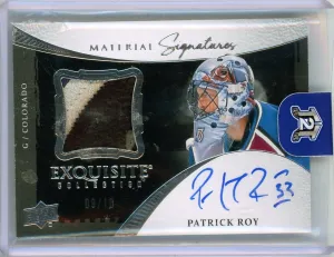 2023-24 UD Exquisite Collection Patrick Roy Material Signatures Patch Auto /10