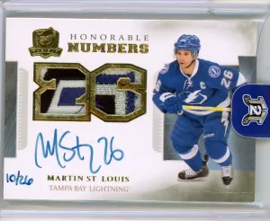 2013-14 UD The Cup Martin St. Louis Honorable Numbers Auto Patch /26 #HN-LO
