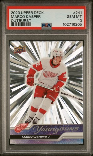 2023 Upper Deck Marco Kasper Outburst Young Guns #241 PSA 10 RC Red Wings