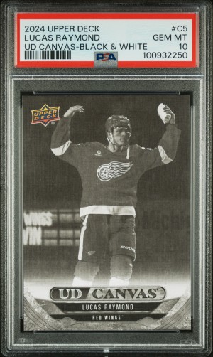 2024 Upper Deck Lucas Raymond UD Canvas Black & White #C5 PSA 10 Red Wings