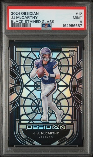 2024 Panini Obsidian Black Stained Glass Jj Mccarthy PSA 9