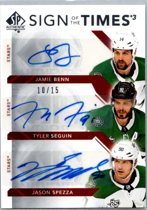 2017-18 SP Authentic Jamie Benn Seguin Spezza Sign of the Times /15 Auto