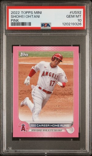 2022 Topps Mini Shohei Ohtani Pink #US92 100 Career HR PSA 10 GEM MT