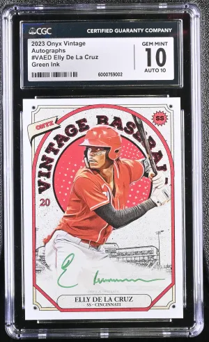 2023 Onyx Vintage Autographs #VAED Elly De La Cruz CGC 10